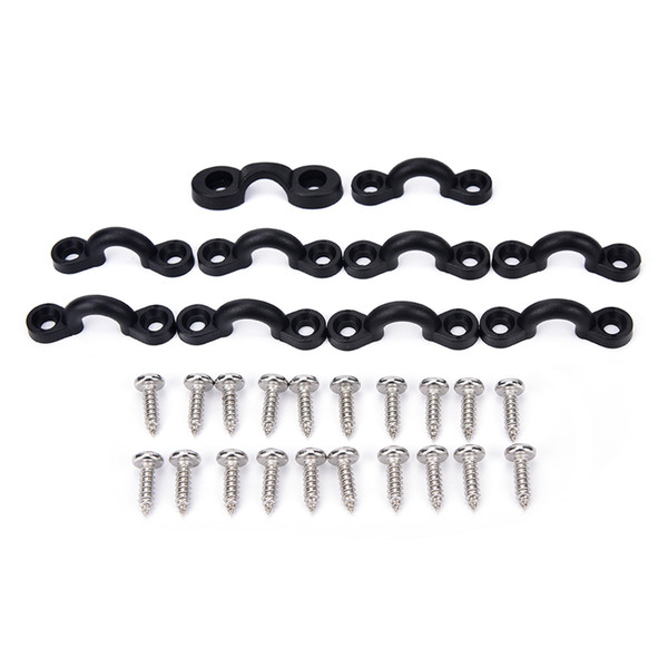 10pcs Nylon Bungee Deck Loops Tie Down Pad Eye with Screws for Boat Kayak Deck Rigging Kit