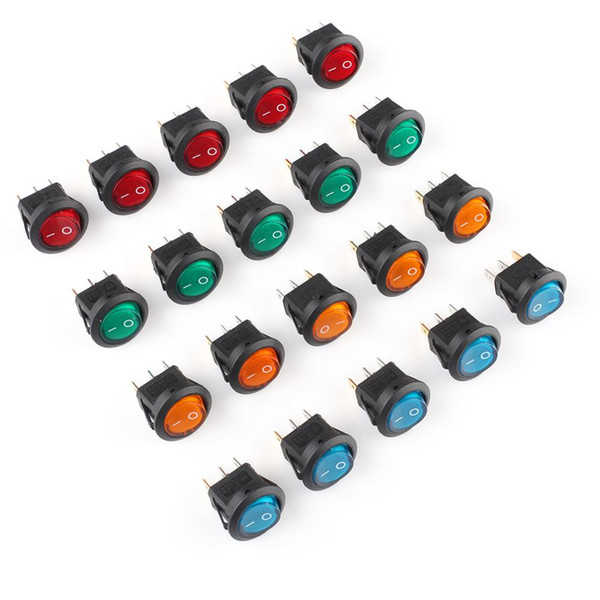 20 PCS LED Dot Light 12V Car Boat Auto Round ON/OFF Rocker Toggle SPST Switch