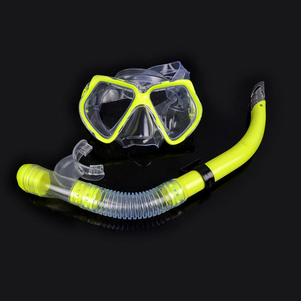 Adult Swimming Scuba Semi-dry Snorkel Breath Tube + Diving Mask Glass Lens Set nieuwe collectie