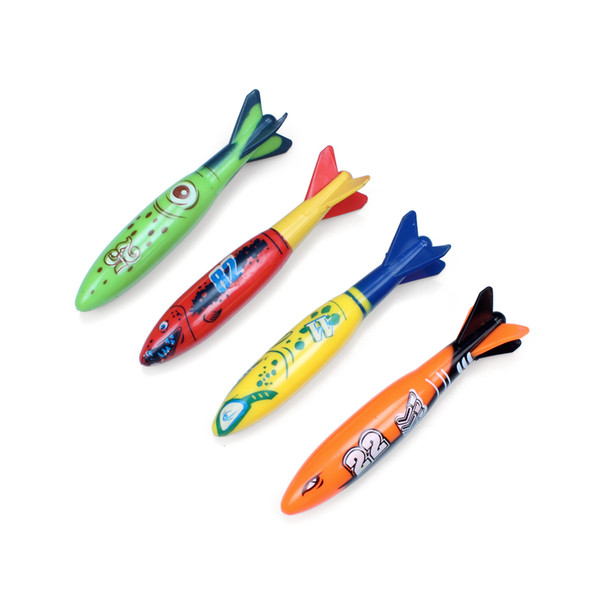 4PCS/SET Underwater Torpedo Rocket Swimming Pool Toy Swim Dive Sticks Holiday Games rubber torpedoes Snorkeling Hydro Dynamically designed