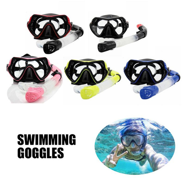 Snorkel Set Anti Fog Film Diving Mask Tempered Glass Goggle Dry Top Snorkel For Swimming Snorkeling Diving Mask Unisex