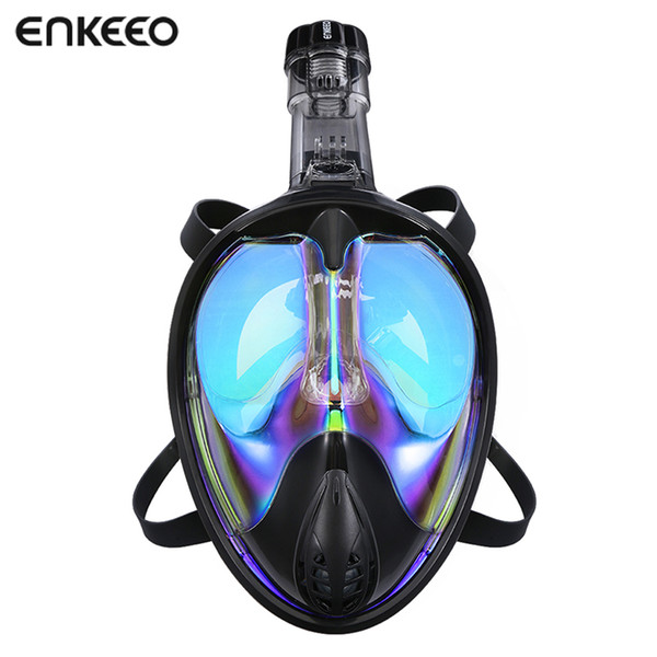 Enkeeo Diving Mask Underwater Scuba Anti Fog Full Face 180 Degree Diving Mask Snorkeling Set with Anti-skid Ring Snorkel