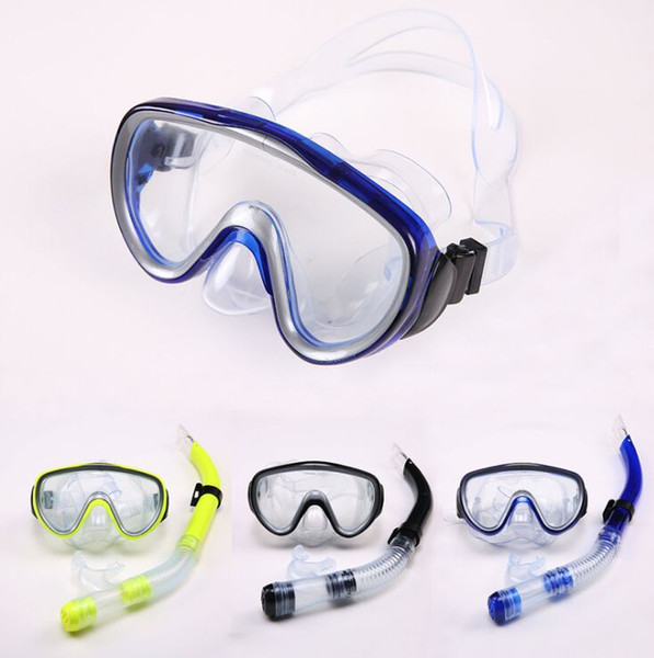 Diving snorkeling mask swimming scuba total dry snorkel and mask glass lens pvc 3 color diving glasses