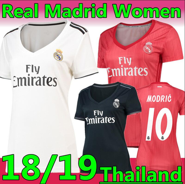 18/19 new season #10 MODRIC Real Madrid woman Soccer Jersey 2019 #7 Mariano #22 ISCO White pink black lady Thailand Football Shirts