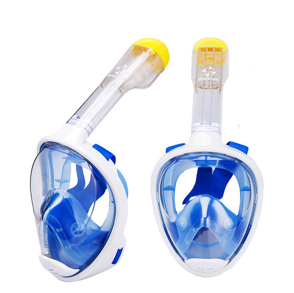 180 Full Face Snorkel Mask Breathable and Anti-Fog Anti-Leak Camera Mount Dry Snorkel Technology For Adults & Kids Set