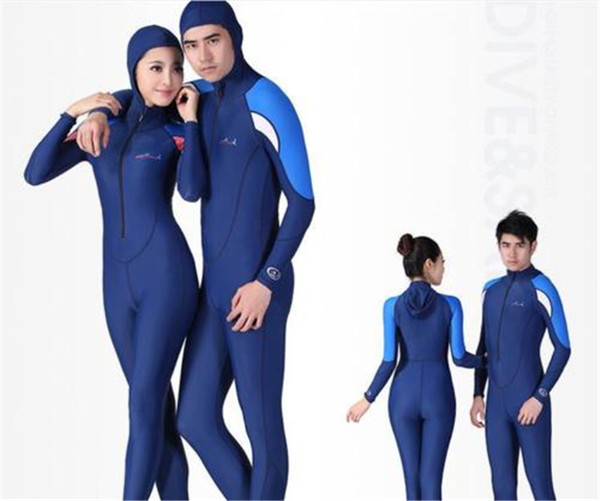 DIVE&SAIL long-sleeved Wetsuit Men Women Swimsuit Rash Guard Full Body Jumpsuit Diving Skin Sunscreen Clothes with Hood