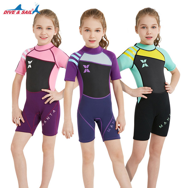 Kids Wetsuit 2.5mm Short Sleeves Swimwear Back Zip Diving Suit Neoprene Keep Warm Child Swimwear One-piece Wetsuit