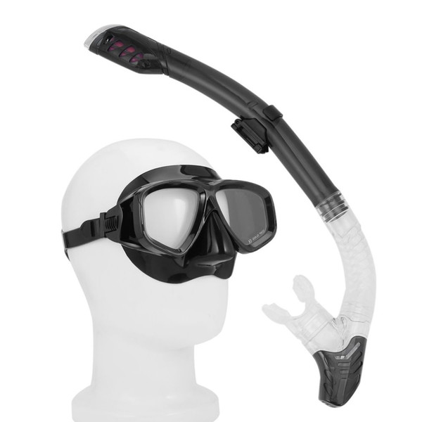 Enkeeo Snorkel Set with Tempered Glass Diving Mask and Dry Snorkel Underwater Hunting Diving Mask Scuba Snorkel Swimming Goggles