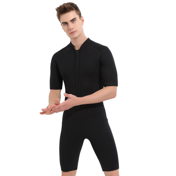 3mm Men Wet Suit Short Front Zipper Neoprene Elastic Swimsuit Sunscreen Warm Windsurf Snorkeling Surfing Scuba Diving Suit M-2XL