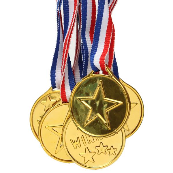 New Arrival 1pc Gold Plastic Medals Winners Sports Party Prize Children Kids Awards Toys order<$18no track