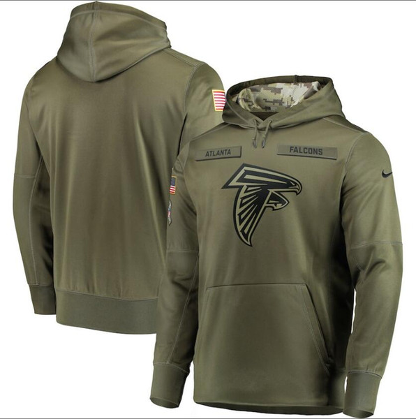 2019 Men Atlanta Sweatshirt Falcons Salute to Service Sideline Therma Performance Pullover Hoodie Olive