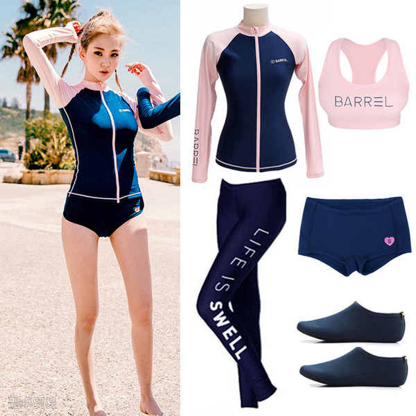 Women's Wetsuit,Chinlon Split Diving Suit,UV Protection Long Sleeves Sport Dive Skin Suit for Snorkeling, Swimming & Water Sports