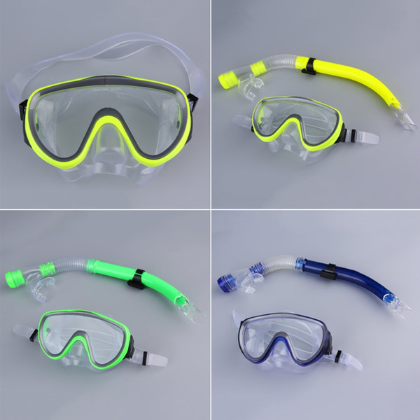 Swimming Scuba Semi-dry Snorkel Breath Tube + Diving Mask Glass Lens Set nieuwe collectie