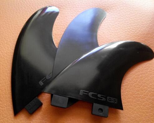 free sipping High quality 3pcs plastic Nylon+fiberglass black FCS surf fins G5 size surf board fins