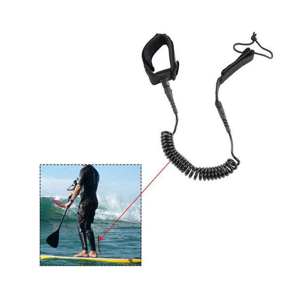 Surfboard Leash 10' Coiled NEW!! Stand UP Paddle Sporty Board Leash SUP - Black Surfboard and SUP Leash