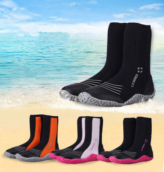 5MM High Diving Shoes Surfing Drifting Slip Warm Shoes Snorkeling Flipper Boots Seaside Beach Shoes Surfing Booties 5 Pairs OOA4940