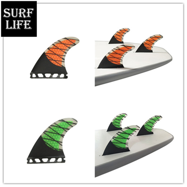 Top selling Future base half carbon&fiberglass surfboard thruster medium size 3 pcs per set carbon surf fins for all boards and all age