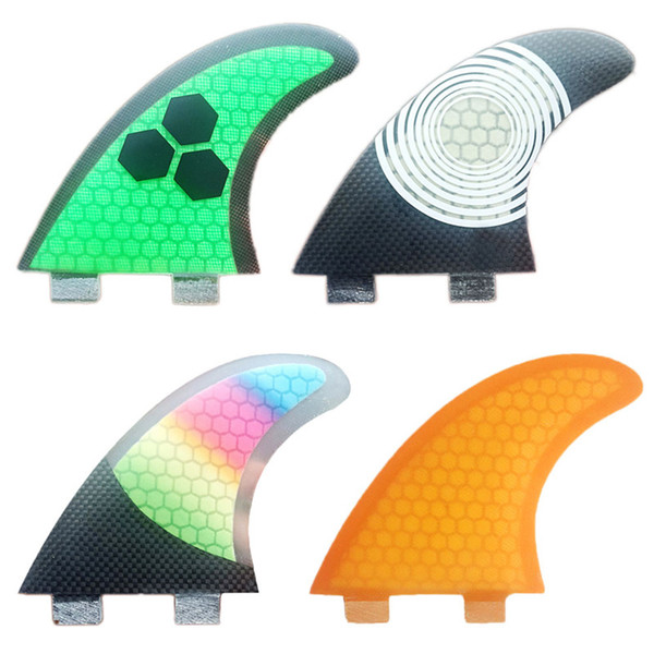 New Tri fin Surfboard Fins 3PCS Set for FCS box G5 size fiberglass Honeycomb with carbon M size FCS Fins Hot Sell surf Fin