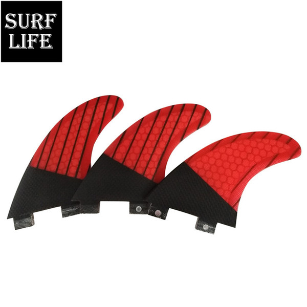 New design surfing thruster fiberglass honeycomb half-carbon&carbon strip surf fins medium size G5 Tri fin set FCS base surfboard fins