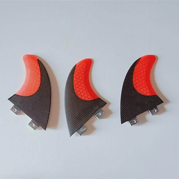 half carbon and half pink color honey comb fins for surfboard Tri fin F C S base