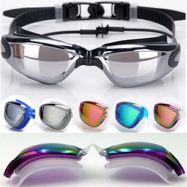 Swimming Tools Swim Goggles Glasses With earplugs Water Goggles Water Sports Beach Swimming Glasses Leisure Electroplate Womens Mens M875