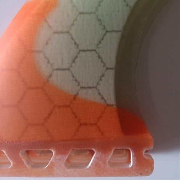 Future base surfboard big honey comb clear color and orange design surfboard/surf Tri /side fins