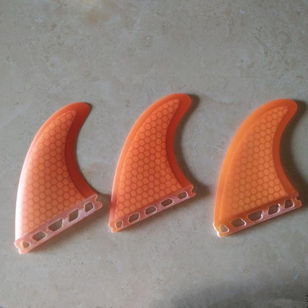 Future base G5 orange color Tri set Honeycomb Fibreglass surfboard/surf fin 2 set in a package