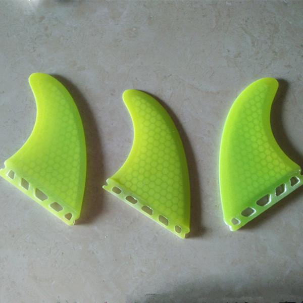 2 set in a package Future base Fins G5 Surfing green lemon color Honeycomb Fiberglass Fins Surf Fin