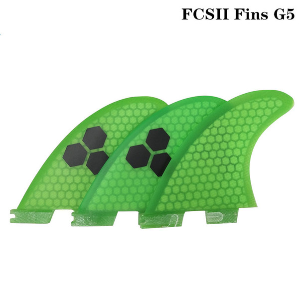 Surfboard FCS2 G5 fins green color Honeycomb Fibreglass fin Tri fin set