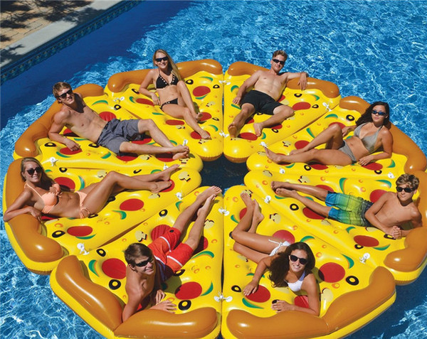 Summer Inflatable Floating Floor Inflatable Water Swimming Float Raft Air Mattress Swim Pool Beach Toy Pizza Pattern DHL/Fedex Shipping