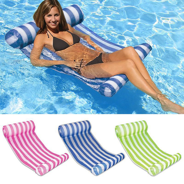 Summer Swimming Pool Inflatable Floating Water Hammock Lounge Bed Chair Summer Inflatable Pool Float Floating Bed 6 Colors