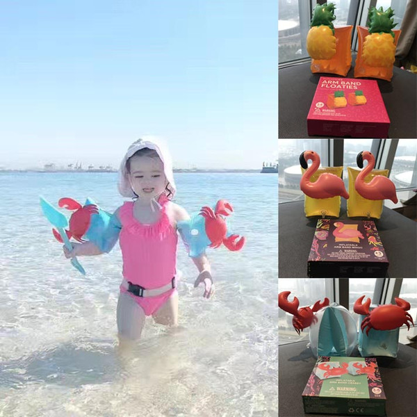 Kids Inflatable Arm Band Swimming Armlet Flamingo Crab Baby Swim Rings Safty Assistive Tools Inflatable Float Swim Arm Ring