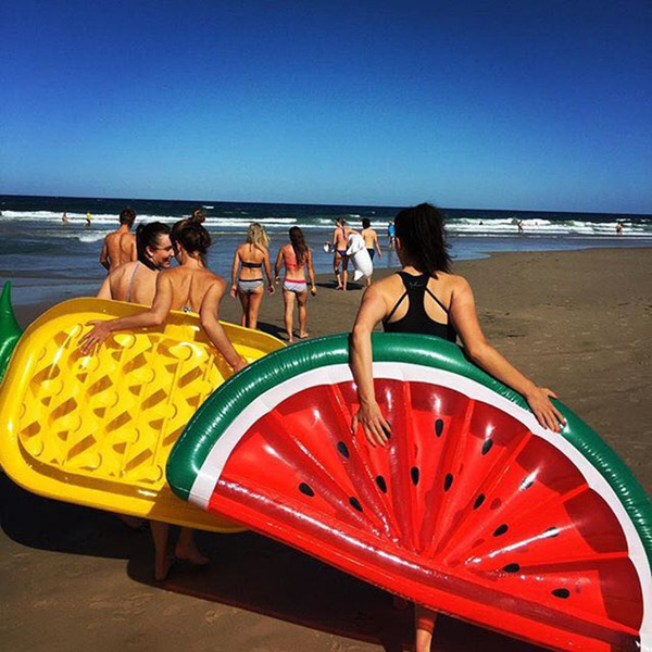 Summer Giant Inflatable Floating Air Mattresses Watermelon Rainbow Pineapple Floating Bed Party Float Inflatable Tubes Fast Shipping