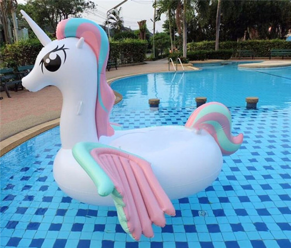 Kids Adult's Summer Inflatable Floats & Tubes Swim Ride-On Pool Beach Toys Inflatable Water Swimming Floating Rainbow Horse DHL/Fedex Ship