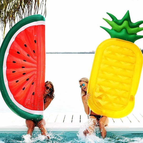 Summer Swimming Giant Inflatable Floating Air Mattresses Floating Bed Party Swim Pool Float Inflatable Tubes Watermelon Rainbow Pineapple