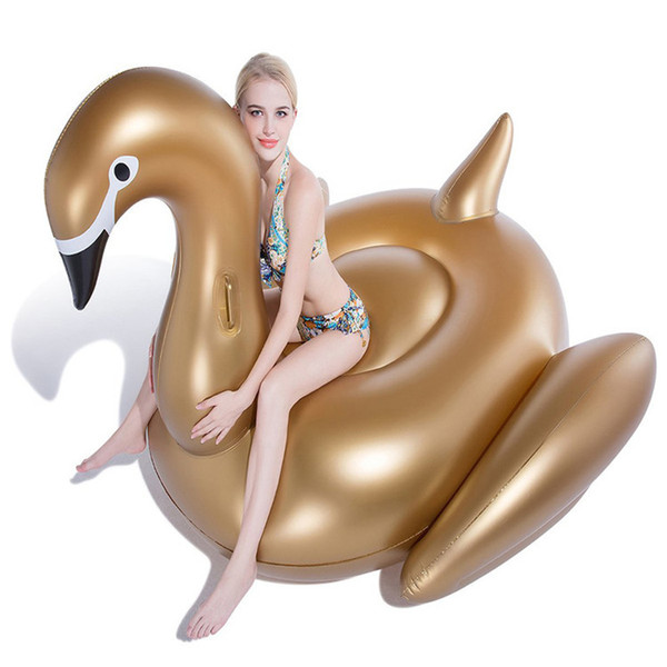 Inflatable Float Giant Inflatable Water Swimming Float Raft Air Mattress Swim Ring Ride-On Pool Toy Swan Gold White Black DHL/Fedex Shipping