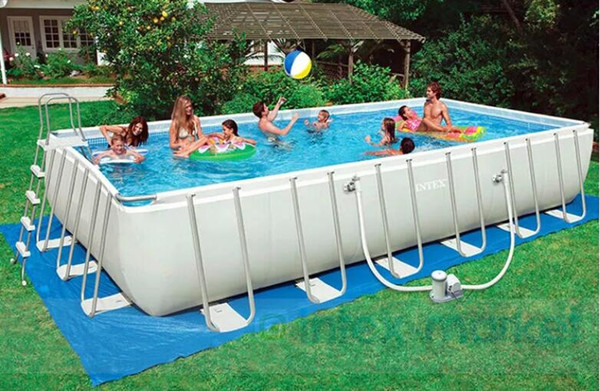 2016US high quality 975*488*132cm gray rectangular tube frame pool suite, large swimming pool