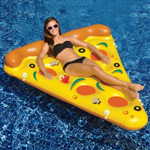 2016 The new style of water toys giant slice of pizza yellow inflatable floating bed / raft inflatable mattress 180 * 150 cm summer vacation