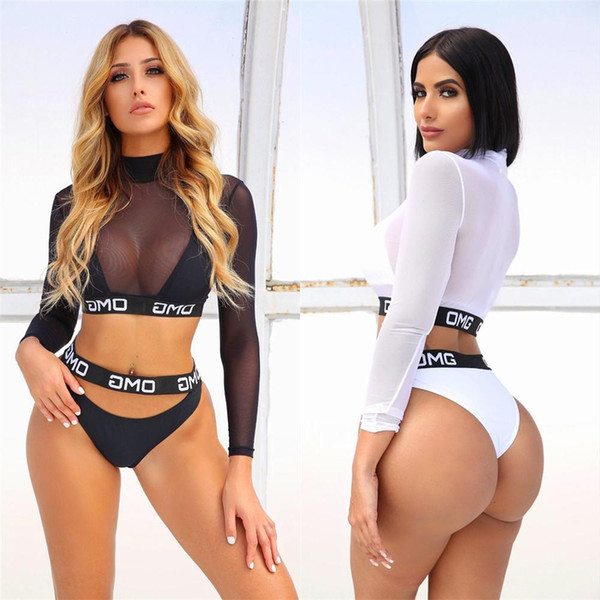 2019 European and American women's clothing explodes new sexy bikini gauze 3 - piece set quick drying good elasticity Sexy bikini