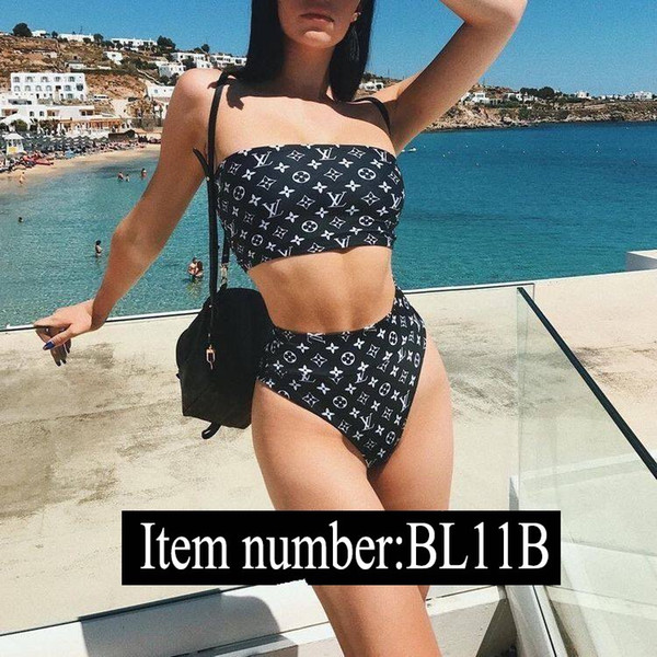 Luxury L Letter Brand Black and White Bikini Swimwear for Women Bathing Suit Beachwear Summer two piece Sexy Lady Swimsuit S-XL