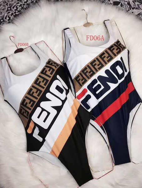 2019 Hot sale fen Designer fashion letter logo print Oblique strip Swimwear Bikini For Women Swimsuit Sexy Bathing one-piece Suit S-XL