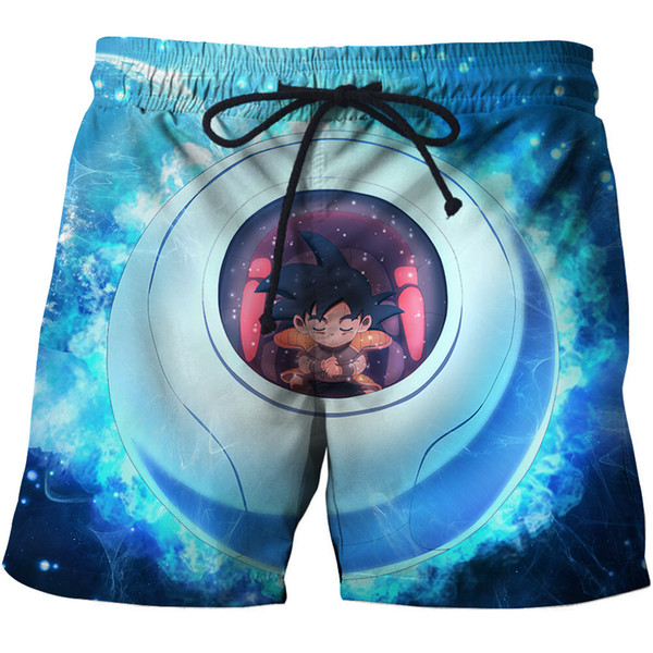 2019 Anime Mens Board Shorts Summer Shorts Dragon Ball Z Trunks Male Beach Swimwear Shorts Homme Bermuda Quick Dry High Quality 40