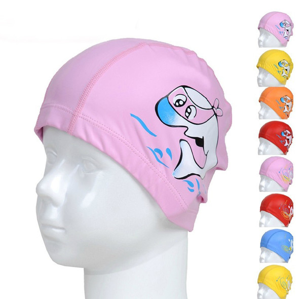 Kids Cartoon Dolphin Swimming Caps PU Waterproof Protect Hair For Boys Girls Flower Swim Hats Children Bathing Cap Swimwear 30