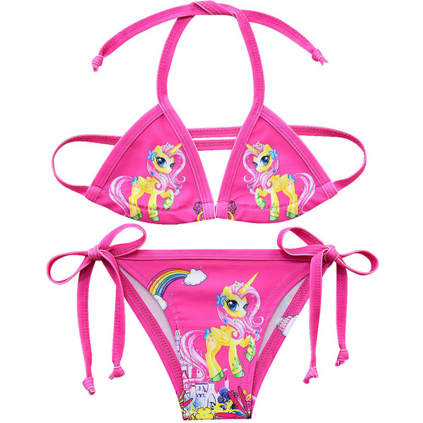 2019 Girls Swimsuits Two-pieces Bikini Suits 3-10y Girls Summer Beach Wear Lovely Cartoon Bathing Suits Swimwear Girl 40