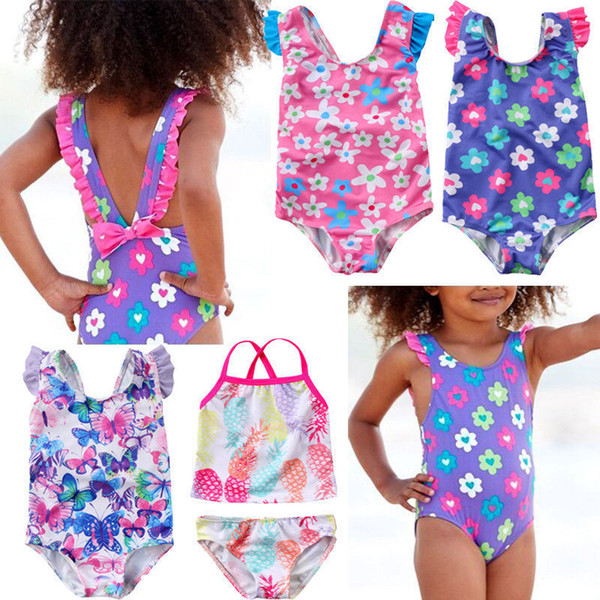 Cute Newborn Baby Girls Swimsuit Princess Flower Butterfly Toddler Kids Swimwear Swimmable Summer Infant Swimming Costume 35