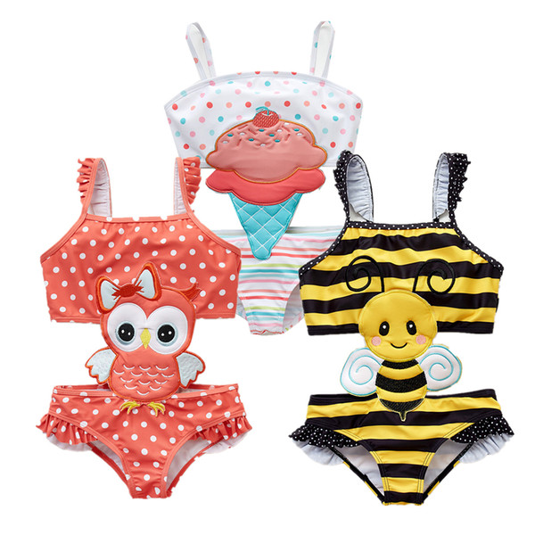 2019 Girls Swimwear Cute Kids Swimsuit Infant 12M-8T Kid Baby Girls Bikini Ruffles Swimming Bathing SUit One Pieces Bath Beach Swim Wear 20