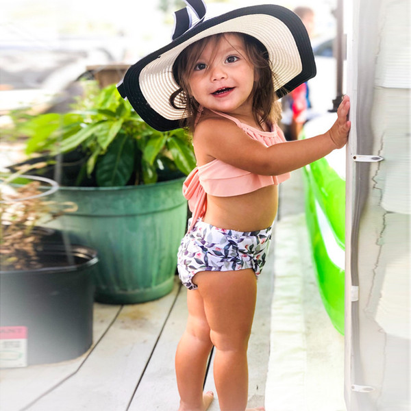 Kids Baby Girls Leaf Print Vest Summer Swimwear Swimsuit Bikini Two Piece beach summer girls zwemkleding meisjes 2019