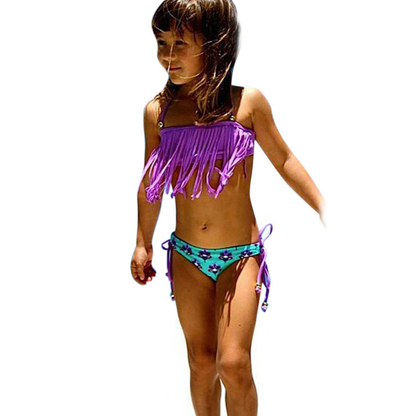 2-piece Set 2019 Summer Bikini Kids Bathing Beaching Set For Baby Girl Tassels Swimsuit Swimwear Bathing Bikini Set Outfits Swim Wear 40