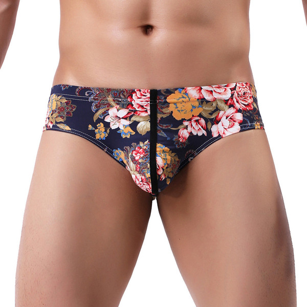 Men's Patchwork Print Flat Bikini Shorts Raised Pouch Panties Sexy Beach Swimwear Short De Bain Homme 2019 New Arrival 40