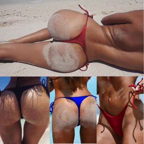 T Shaped 4 Colors Summer Hot Women Swimwear Brazilian Cheeky Bikini Bottom Side String Tie Thong Bathing Swimsuit Dropshipping